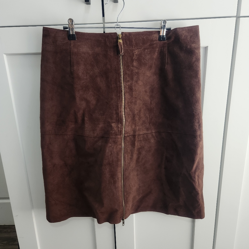 Isaac Mizrahi for Target Brown Genuine Leather Skirt 14